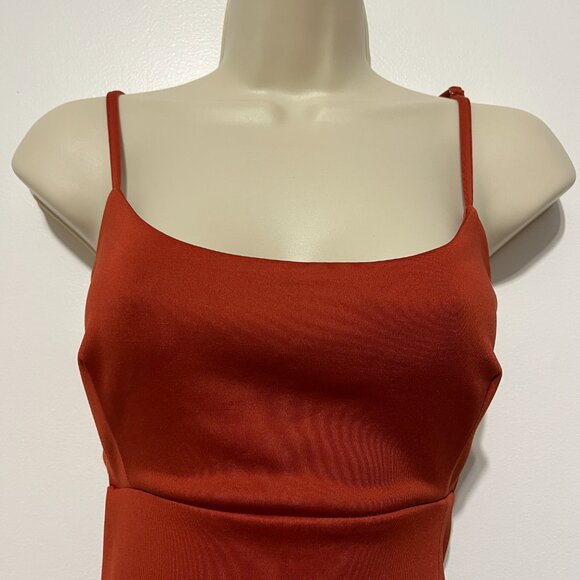 Showpo Womens Open Back Midi Dress Size 8 Burnt Orange Evening Party Date Night - Picture 3 of 7